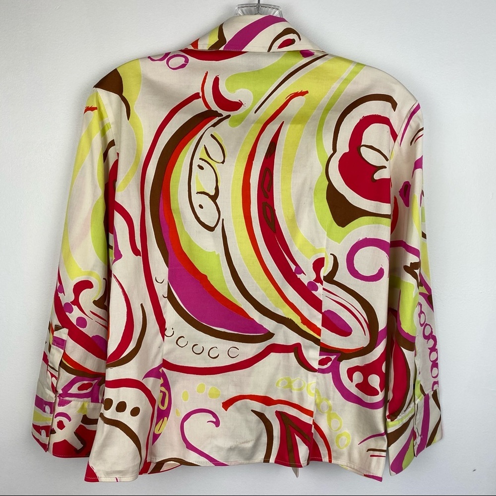 Lafayette 148 Y2K Abstract Print Tie Front Blouse 4 - Picture 7 of 9